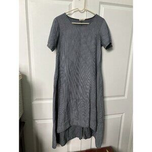 Alessia Pacini Maxi Dress Womens M Hickory Stripe Linen Lagenlook Asymmetrical